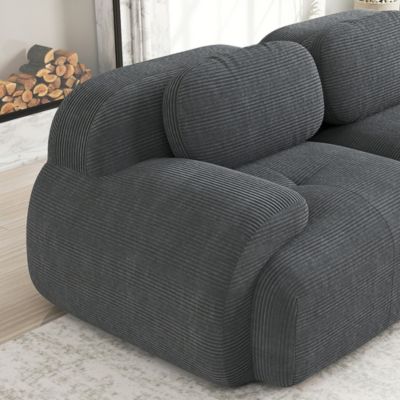 Canapé modulable en U en velours côtelé, sans montage, antidérapant, adapté aux animaux domestiques, accoudoirs extra-larges,gris