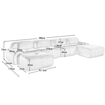 Canapé modulable en U,noir,velours côtelé respirant,rembourrage élastique 32D,accoudoirs extra-larges,adapté aux animaux