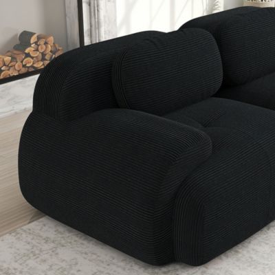 Canapé modulable en U,noir,velours côtelé respirant,rembourrage élastique 32D,accoudoirs extra-larges,adapté aux animaux