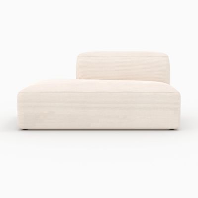 Canapé modulable en velours côtelé blanc 4 places avec 2 poufs - Mina