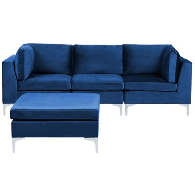 Canapé modulable EVJA Velours Bleu marine avec ottoman 3 places
