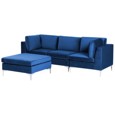 Canapé modulable EVJA Velours Bleu marine avec ottoman 3 places