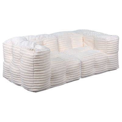 Canapé Modulable Fourrure côtelé BANANAIR 90x180 cm blanc