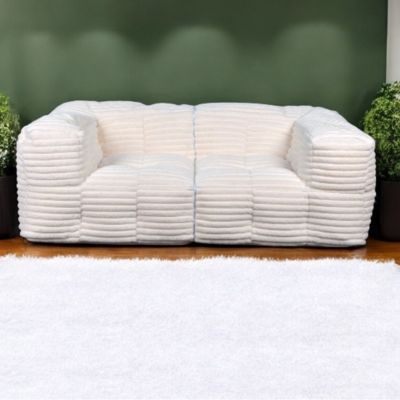 Canapé Modulable Fourrure côtelé BANANAIR 90x180 cm blanc