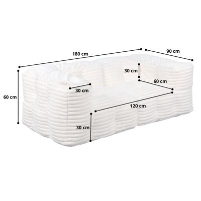 Canapé Modulable Fourrure côtelé BANANAIR 90x180 cm blanc