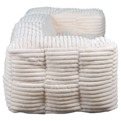 Canapé Modulable Fourrure côtelé BANANAIR 90x180 cm blanc