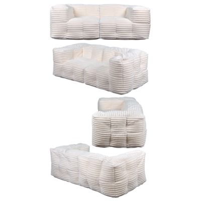 Canapé Modulable Fourrure côtelé BANANAIR 90x180 cm blanc