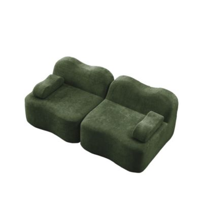 Canapé modulaire sans structure,vert,2 places, coussins profonds, accoudoirs mobiles