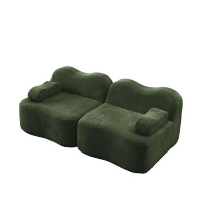Canapé modulaire sans structure,vert,2 places, coussins profonds, accoudoirs mobiles