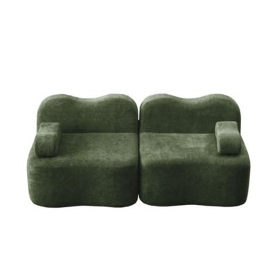 Canapé modulaire sans structure,vert,2 places, coussins profonds, accoudoirs mobiles