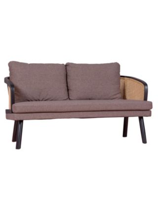 Canapé rétro vintage en rotin naturel et coussin en coton - Leeds - Nest Dream