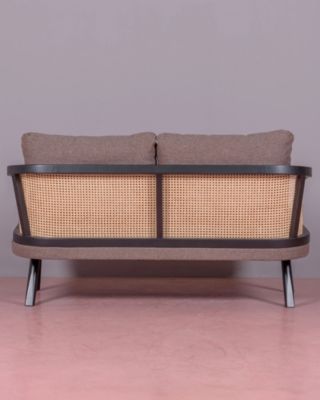 Canapé rétro vintage en rotin naturel et coussin en coton - Leeds - Nest Dream