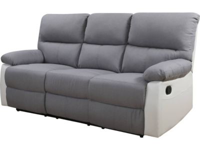 Canapé relax "Lincoln"  197 x 89 x 103 cm  3 places  Blanc  Gris clair