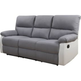 Canapé relax "Lincoln"  197 x 89 x 103 cm  3 places  Blanc  Gris clair