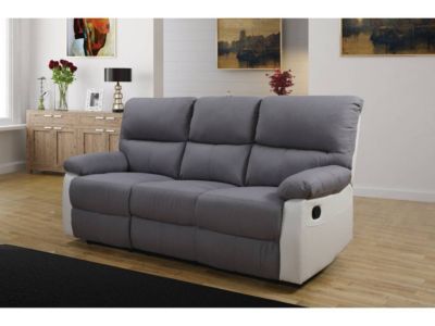 Canapé relax "Lincoln"  197 x 89 x 103 cm  3 places  Blanc  Gris clair