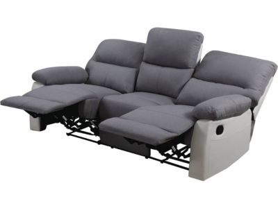 Canapé relax "Lincoln"  197 x 89 x 103 cm  3 places  Blanc  Gris clair