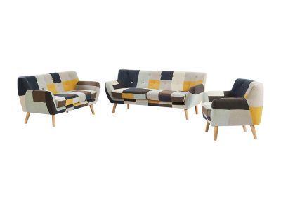 Canapés 3 places 2 places et un fauteuil en tissu patchwork SERTI II