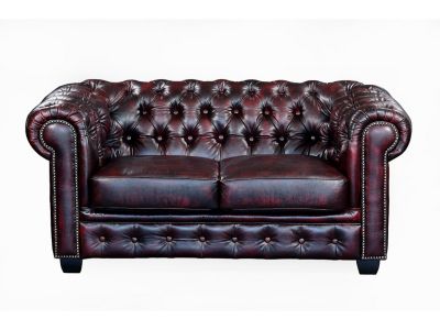 Canapés chesterfield 3 places et 2 places BRENTON 100% cuir de buffle - Bordeaux
