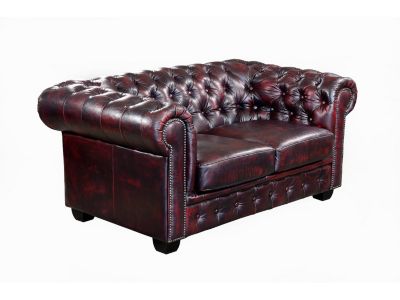 Canapés chesterfield 3 places et 2 places BRENTON 100% cuir de buffle - Bordeaux