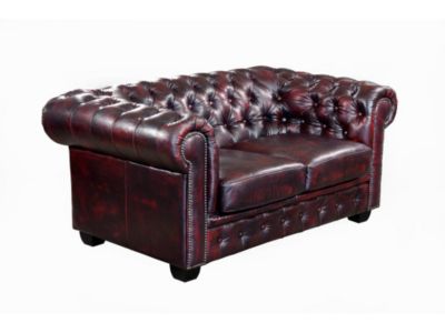 Canapés chesterfield 3 places et 2 places BRENTON 100% cuir de buffle - Bordeaux