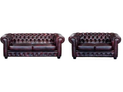 Canapé 3 Places Cuir Bordeaux – Confortable, Style Classique – Dimensions 178x107x104 Cm