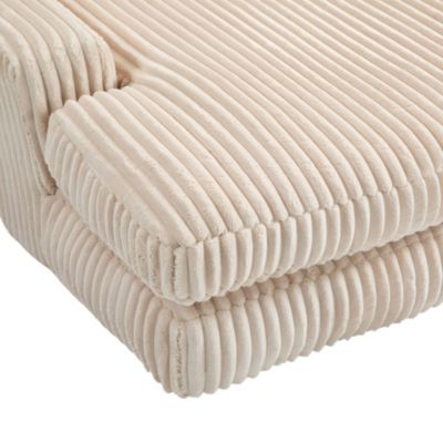 Canapés Lits Convertibles 1 Place avec 3 Coussins et design Relax - Mousse Haute densité, Tissu Corde, 125x155x63 cm - Beige