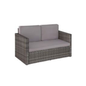 Canapé Salon de Jardin Modulable en Poly Rotin - Bain de Soleil 2 Places - Pouf et Repose pieds Inclinable