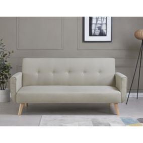 Canapé scandinave convertible 3 places en tissu beige - MALMO