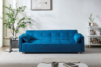 Canapé scandinave convertible 3 places en tissu bleu canard COPENHAGUE