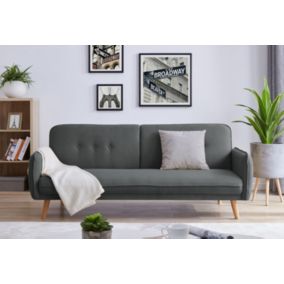 Canapé scandinave convertible 3 places en tissu gris foncé NORA