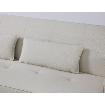 Canapé scandinave convertible 3 places en velours côtelé beige COPENHAGUE