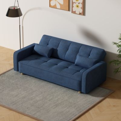 Canapé scandinave convertible 3 places en velours côtelé bleu COPENHAGUE