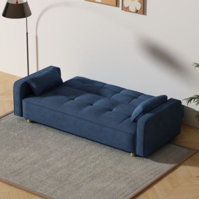 Canapé scandinave convertible 3 places en velours côtelé bleu COPENHAGUE