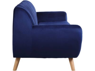 Canapé scandinave fixe en velours "Jarvis"  3 places  Bleu foncé.