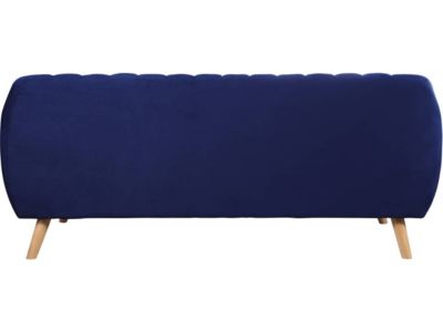 Canapé scandinave fixe en velours "Jarvis"  3 places  Bleu foncé.