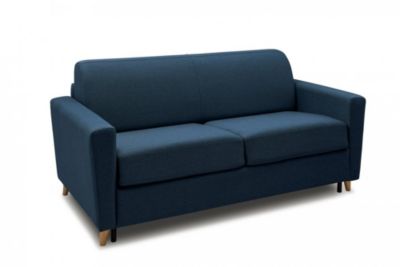 Canapé VIRGOLA convertible express matelas 16 cm sommier métal 120 cm tissu tweed bleu ITALIAN SPIRIT