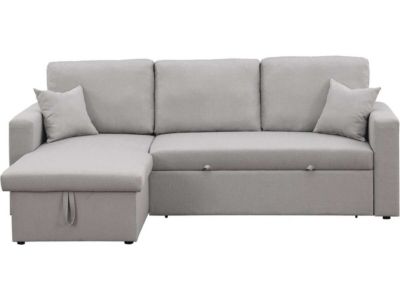 Canape angle fixe HABITAT ET JARDIN 3 places en lin gris 85 x 145 x 85 cm