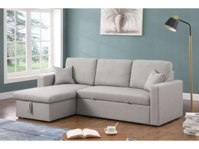 Canape angle fixe HABITAT ET JARDIN 3 places en lin gris 85 x 145 x 85 cm