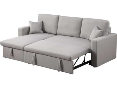 Canape angle fixe HABITAT ET JARDIN 3 places en lin gris 85 x 145 x 85 cm