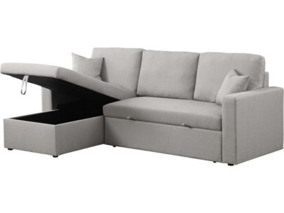 Canape angle fixe HABITAT ET JARDIN 3 places en lin gris 85 x 145 x 85 cm