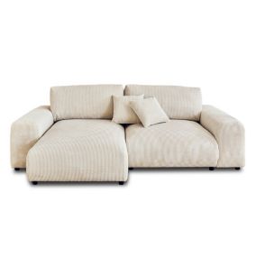Canape angle fixe LISA DESIGN 4 places en polyester beige 237 x 237 x 79 cm