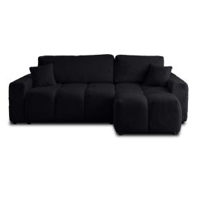 Canape angle fixe LISA DESIGN 4 places en polyester noir 233 x 233 x 88 cm