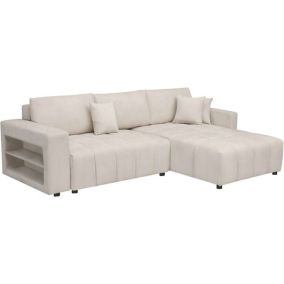 Canape angle fixe PALOZI SOFA 3 places en tissu beige 178 x 264 x 87 cm