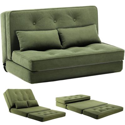 Canape Convertible 2 Places Petit Lit Sofa Dossier Réglable à 6 Niveaux, Adapté au Salon, à la Chambre et au Camping, Vert