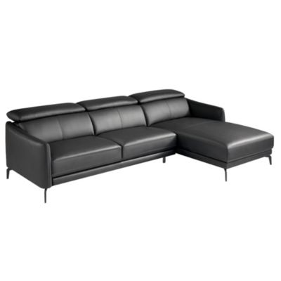 Canape d angle droite en cuir noir 6041 - 283x174x94 cm
