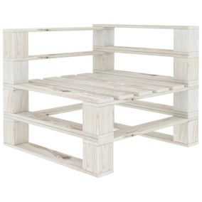 Canape d'angle palette de jardin bois bois blanc Helloshop26