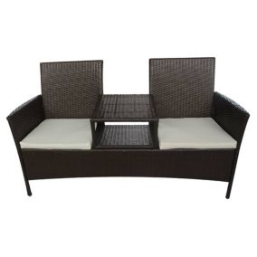 Canape de jardin 2 places et resine marron Helloshop26