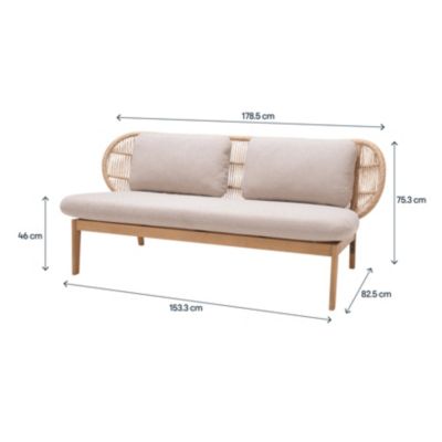 Canapé de jardin Hania en bois d'eucalyptus et aluminium 2 places GoodHome