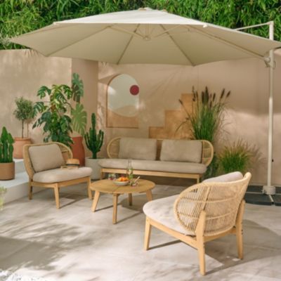 Canapé de jardin Hania en bois d'eucalyptus et aluminium 2 places GoodHome