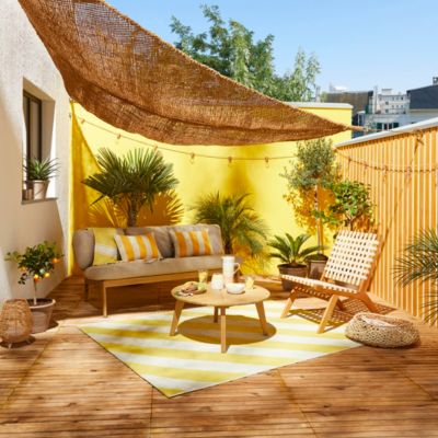Canapé de jardin Hania en bois d'eucalyptus et aluminium 2 places GoodHome